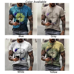 Mens 3D Printed Crew Neck Short Sleeve T-shirt Boys Slim Fit Muscle Tee Tops NEW - Picture 1 of 11