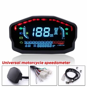 Universal LED LCD Speedometer Digital Odometer For Honda Ducati Kawasaki Suzuki - Picture 1 of 5