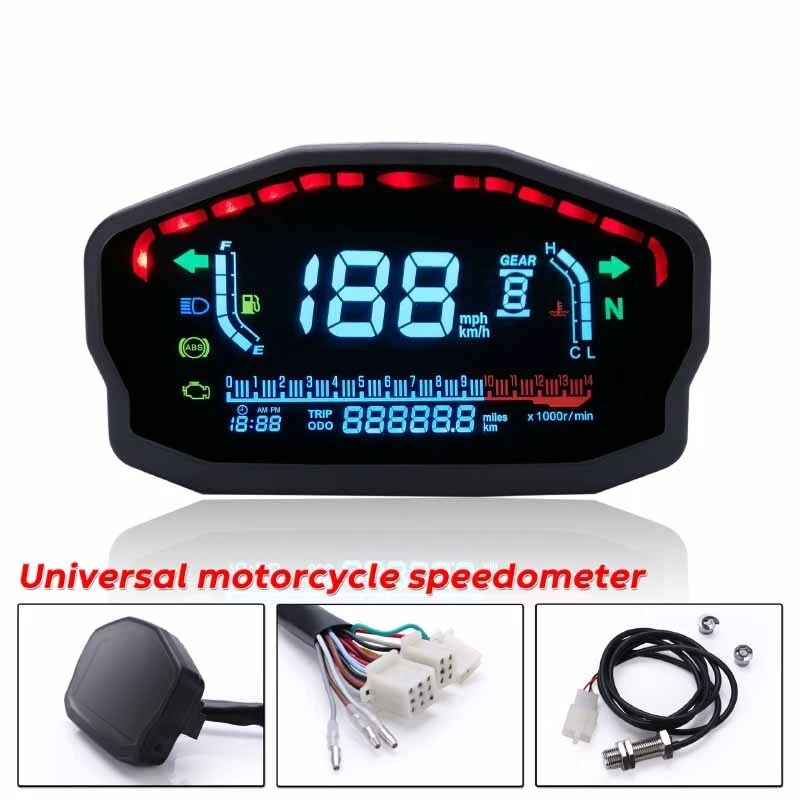 Universal LED LCD Velocímetro Digital Odómetro Para Honda Ducati Kawasaki Suzuki Foto 1 de 4