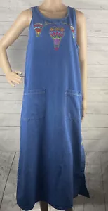 The Quacker Factory Denim Dress Small Embroidered Hot Air Balloons Dream Along - Picture 1 of 12