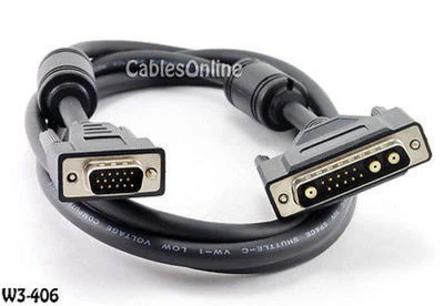 6 ft. 13W3 (SunMicro) Male to SVGA (HD15) Male Monitor Cable w/ Ferrite - W3-406 - Image 1 of 2