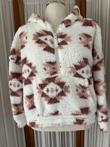 No Boundaries Sherpa 1/2 Zip Hoodie Pullover Juniors Size L (11-13) Aztec NEW! - Picture 1 of 12