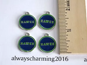 4 SEATTLE SEAHAWK INSPIRIERTE RUNDE CHARMS FÜR HALSKETTEN, ARMBÄNDER ODER OHRRINGE - Bild 1 von 2