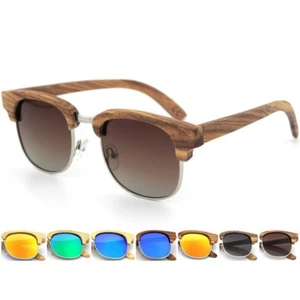 Natural Bamboo Polarized Zebra Wooden Sunglasses Unisex Handmade Glasses Eyewear - Picture 1 of 12