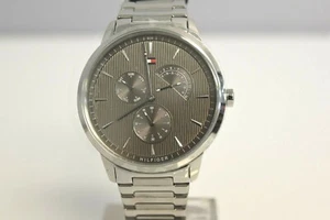 New Tommy Hilfiger Silver Stainless Steel Gray Dial 1710385 $145 Watch - Picture 1 of 5