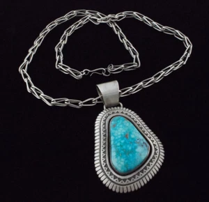 Natural Birdseye Kingman Turquoise Necklace By Calvin Martinez & Sally Shirley - Picture 1 of 4