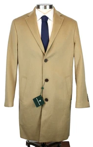 $495 B by Brooks Brothers Overcoat 42 R Mens Wool Camel Beige Three Button Coat - Picture 1 of 13