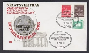 Bund Berlin Brief Staatsvertrag Währungs und Sozialunion gestempelt Bonn - Bild 1 von 1