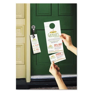 Avery Door Hanger w/Tear-Away Cards 4 1/4 x 11 Matte White 10/Sheet 40 - Picture 1 of 7