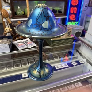 Carl Radke 16.5” Mushroom Glass Lamp Atomic Hand Blown Iridescent Swirl Art - Picture 1 of 16