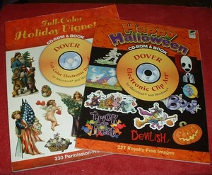 2 Dover CD Rom Clip Art Books Halloween & Holiday Vignettes Christmas Easter etc - Bild 1 von 19