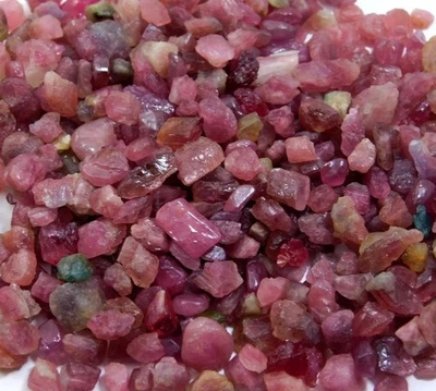 Certified 100 Ct Natural Tourmaline Rough Lot Mixed Color Loose Gemstones - Image 1 of 4