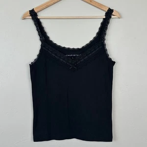 Canotta Aeropostale Y2K Goth Grunge Whimsigoth Cami orlo in pizzo strato fiocco grande - Foto 1 di 6