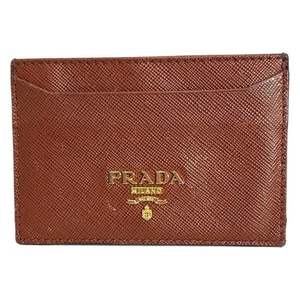 Auténtico PRADA - Estuche para tarjetas de cuero marrón - Imagen 1 de 3