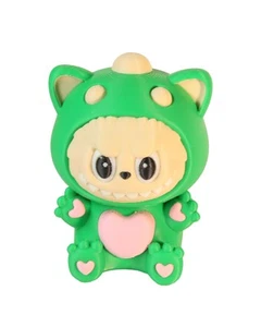 3D gedruckte Labubu Dino Figur grün mit rosa Herzen süßes Sammlerstück Spielzeug - Bild 1 von 3