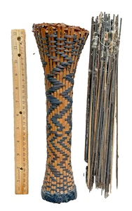 Vtg Indigenous Amazonian Basket Quiver & Darts Yanomami Amazon Manaus Brazil - Picture 1 of 6