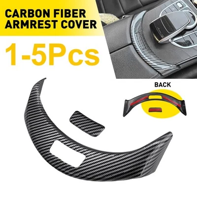 Fits Mercedes Benz C Class 2015-20 Carbon Fiber Console Armrest Button Trim 1-5X - Image 1 of 4