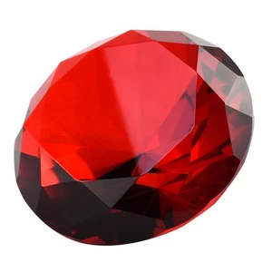 Big 100mm Deep Ruby Red 100 mm Cut Glass Crystal Giant Diamond Jewel Paperweight - Picture 1 of 4