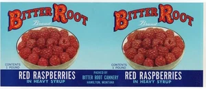 Original BITTER ROOT raspberry can label Hamilton Montana bowl of raspberries - Picture 1 of 1