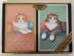 Vintage Kongress Spielkarten Katzen Kätzchen Doppeldeck Neu Sealed - Bild 1 von 3
