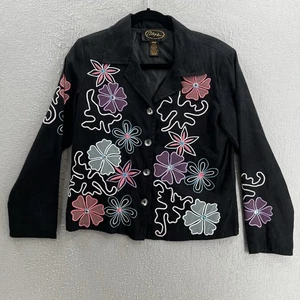 Alex Kim Jacke Damen Petite Medium schwarz Blumen Blazer bestickt Kunst zu tragen - Bild 1 von 7