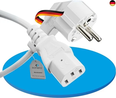 sonero Stromkabel Kaltgerätekabel 3 Polig, 3,0m, 90° Winkel Schutzkontakt S - Bild 1 von 4