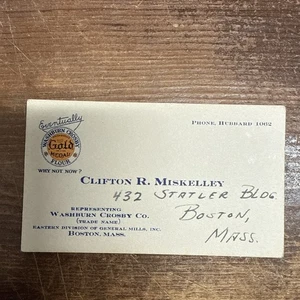 Vintage Ca. 1940-50er Goldmedaille Mehl, MA Visitenkarte, Clifton Miskelley, alt - Bild 1 von 2