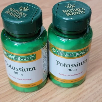 Nature's Bounty Potassium 99 mg 100 Caplets Lot of 2 Dietary Supplement 2-Pack - Image 1 of 3