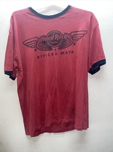 Retro Hard Rock Cafe Riviera Maya Mexico Red colored Shirt Size L Hard Rock Tags - Picture 1 of 7