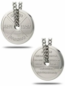 Collana Uomo Piastra Pesi Acciaio Inox - Proverbi 27:17 Scudi di Forza - Foto 1 di 4