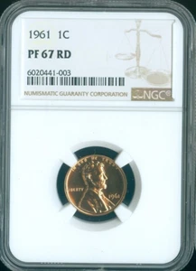 1961 LINCOLN CENT NGC PF 67 RED . - Picture 1 of 2