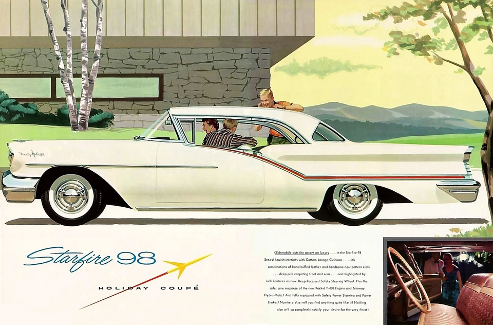 1957 Oldsmobile Starfire Showroom floor Wall Illustration 13 x 19 Giclee print - Image 1 of 1