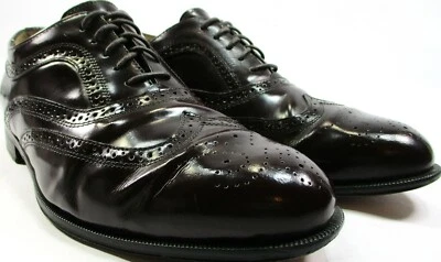 Stafford Men Wing Tip Oxfords Shoe Size 10 Dark Maroon Leather Lined Cordovan - Image 1 of 4