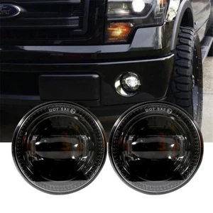 Pair Round Black LED Fog Lights Replacemt For Ford F150 2009-2014 Bumper Lamps - Picture 1 of 10