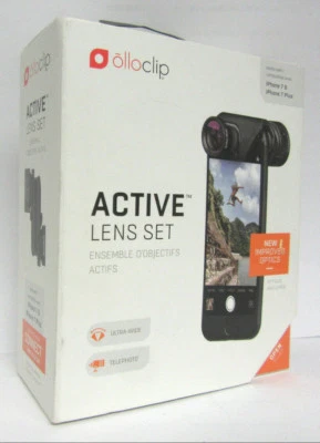 NEW OLLOCLIP Active Lens Set Telephoto Wide Angle iPhone 7 / 7 Plus 8 / 8 Plus - Image 1 of 2