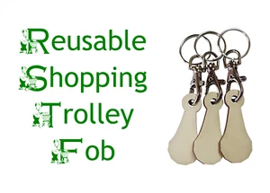 Reusable Shopping Trolley Release Fob Key Token with Silver Clasp - Eco-Friendly - Picture 1 of 1