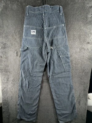VTG Lee USA Made Blue White Striped Denim Carpenter Pants Union UGWA Size 22x32 - Image 1 of 4