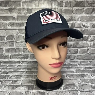 Columbia PFG Mens Mesh Back Flex Fit Hat Navy Blue Fishing Hook Flag - Image 1 of 4