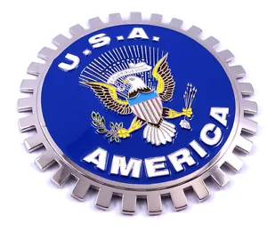 USA America Grillabzeichen für PKW LKW Grillhalterung Flagge Metall verchromt - Bild 1 von 3