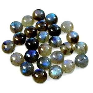 Orecchini Cabochon Artigianali Labradorite Flash Blu Rotondo Naturale Creazione 6X6MM - Foto 1 di 8