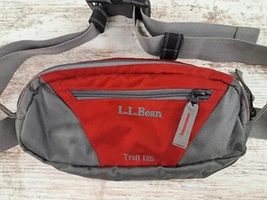 LL Bean Trail 125 Waist Pack Bum Bag Fanny Pack Red Gray Multiple Pockets - Picture 1 of 5