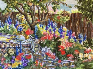 VINTAGE Completed Tapestry by Pegasus Originals My Garden by Marty Bell - Picture 1 of 5