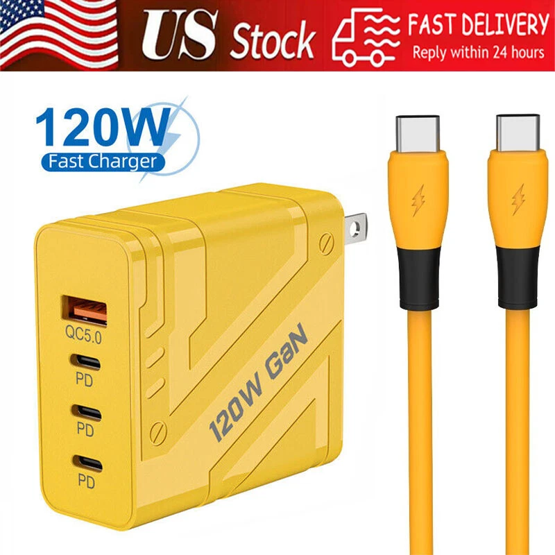 120W GaN USB C Super Fast Wall Charger 4FT Cable For Google Pixel 9 8 7 6 Pro XL - Image 1 of 4