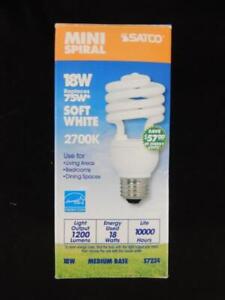 Satco Mini Spiral 18W Soft White Light Bulb Replaces 75W 10000 Hrs Medium S7224