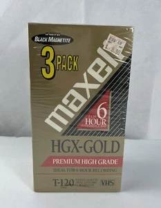 Maxell VHS HGX Gold Premium High Grade 6 Hours Recording T - 120 Pack Of 3 - Picture 1 of 6