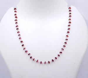 9.97 GM 925 Argento Sterling Naturale Granato Gemma Collana Perle Misura 52.1cm - Foto 1 di 6