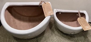 Set of 2 Vietnam Local Artisans Pottery Wall Hanging Planters Ceramic Sconce - Picture 1 of 20