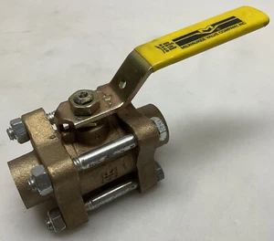 Milwaukee 17823 BA-350 3 Piece Ball Valve 3/4” Solder Bronze Full Port - Picture 1 of 12