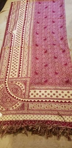 Pakistani/Indian Rangoli Shawl Red - Picture 1 of 3