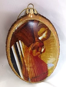 GUARDIAN ANGEL CHRISTMAS TREE ORNAMENT HOLLOW GLASS PAINTED AND DECORATED - Picture 1 of 11